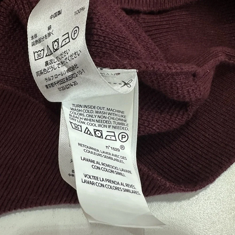 Polo Ralph Lauren Sweater Crewneck Pullover Pima Cotton Maroon Red Pony Mens M